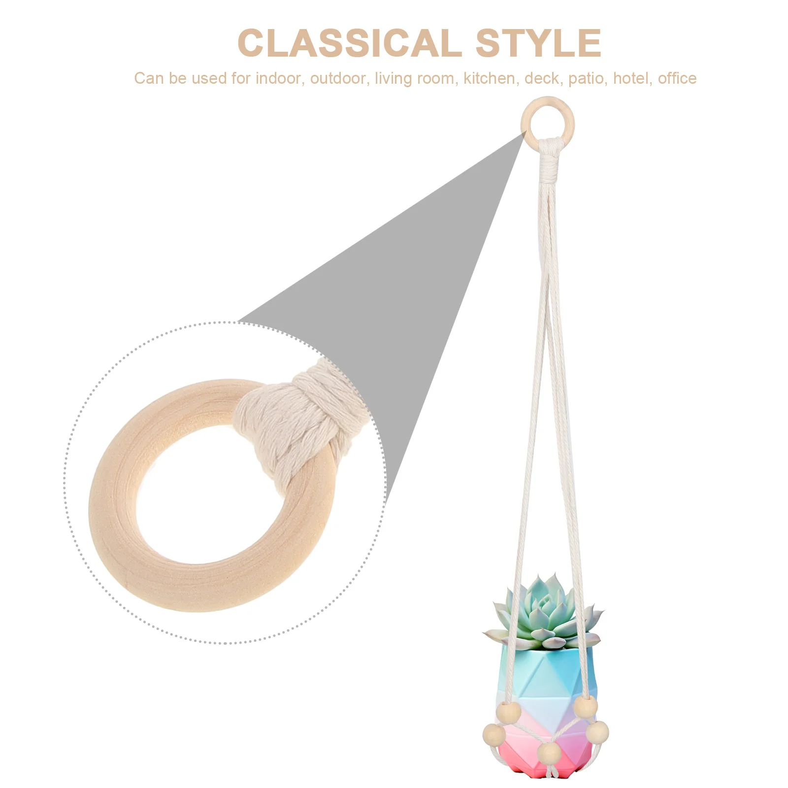 

Woven Plant Hanger Macrame Hanging Basket for Flower Pots Indoor Outdoor Space Saving Decorative Planter Holder for Home Office