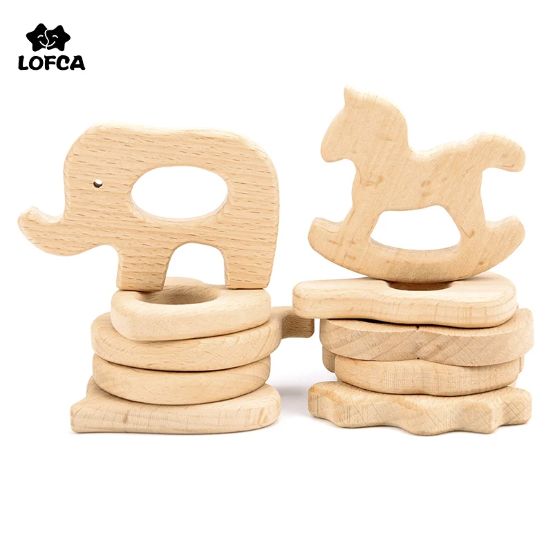 

LOFCA Silicone Wooden Teether Cartoon Pacifier Accessories Food Grade For Baby Toy Safe Nursing Personalised Wooden Soother Clip