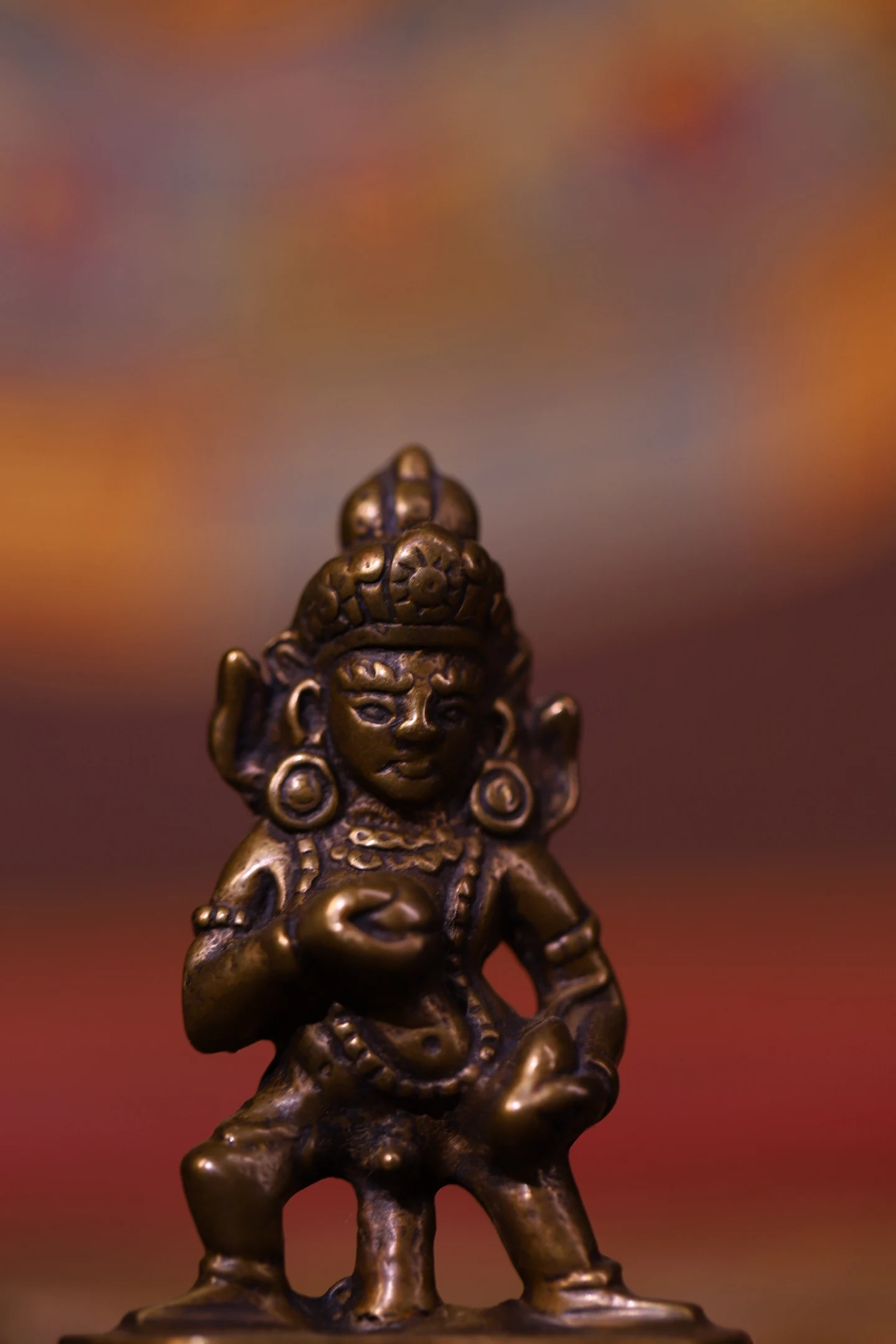Old Bronze Cinnabar High Relief Black Jambhala Sitting Buddha statuette handheld artifact Amulet Dharam Worship Hall