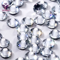 YANRUO 2058HF Clear White Crystal Hot Fix Rhinestones Transfer Glass Strass Stones and Crystals Iron on Clothes Wedding Dress