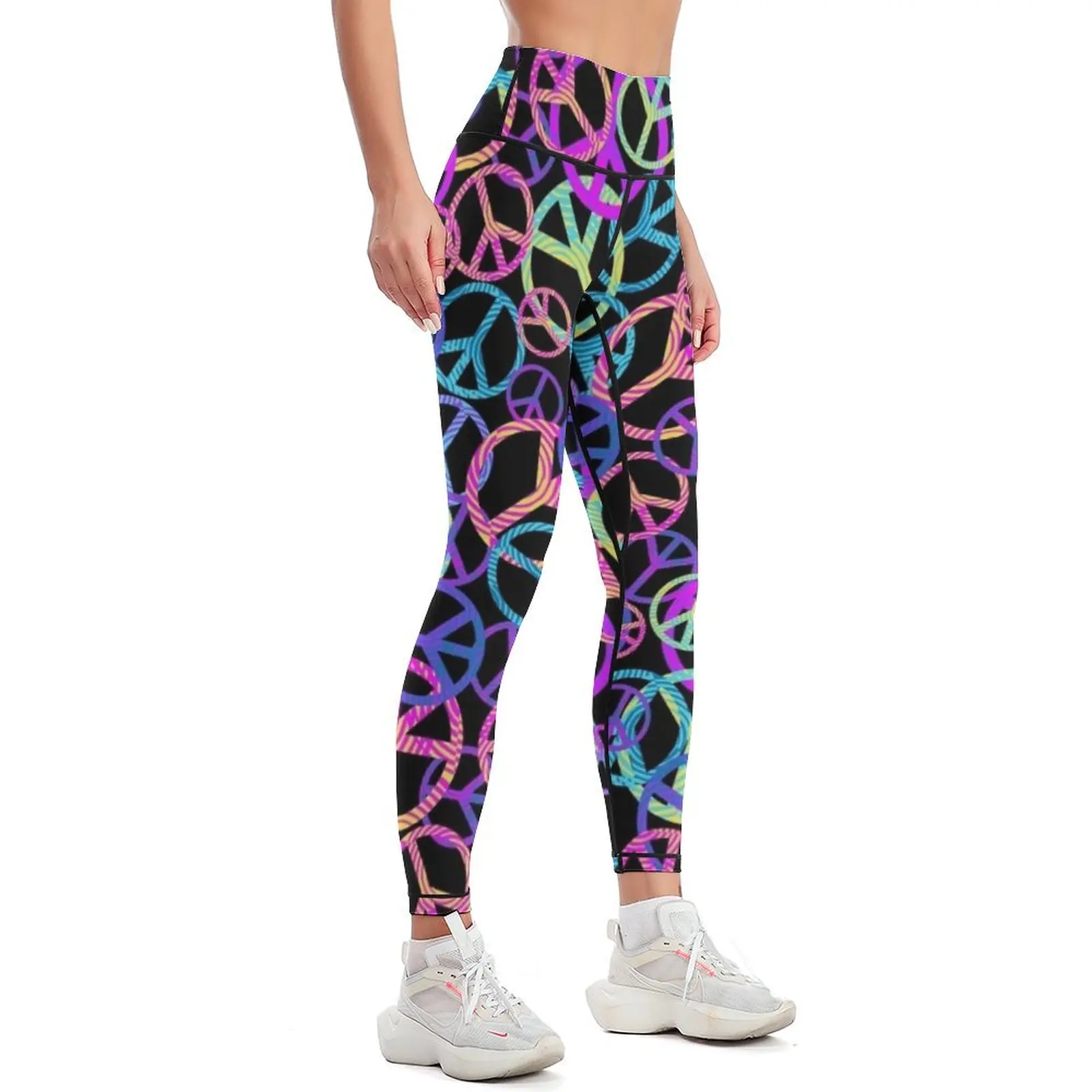 hipster peace signs Leggings sport legging push up fitness Sports pants woman legging pants raises butt Womens Leggings