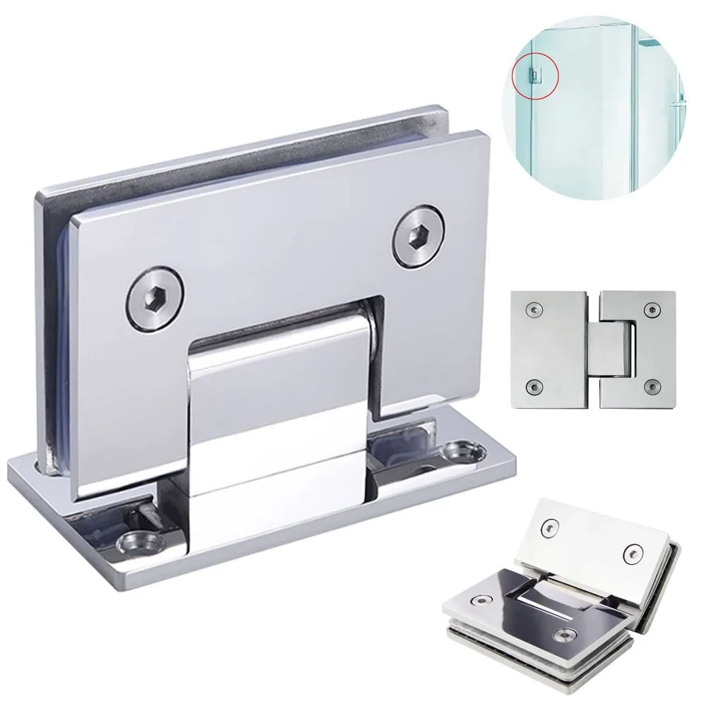 

Новая петля для стеклянной двери из нержавеющей стали, серебристая бескаркасная плоская фурнитура, 135, 180-градусный зажим для ванной комнаты, бытовой