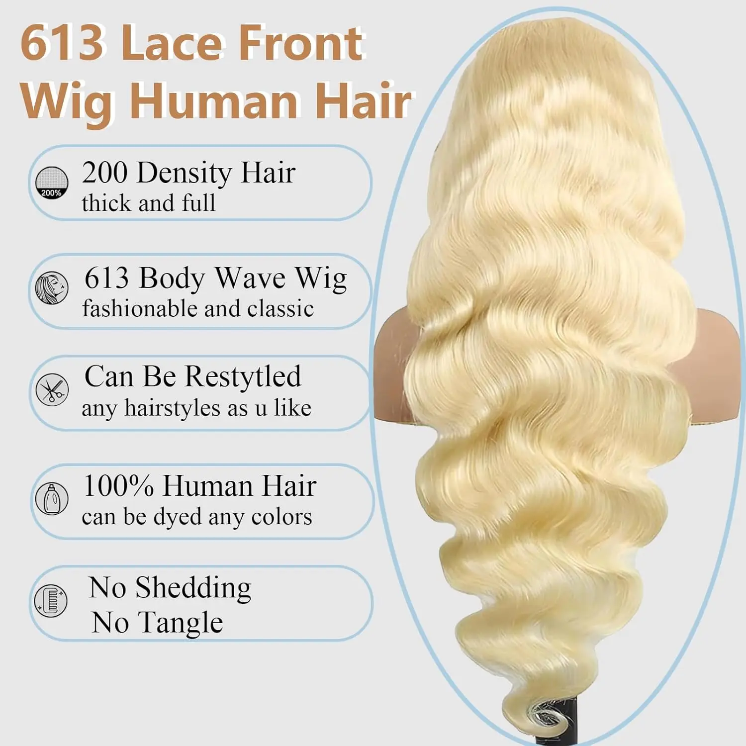 613 الدانتيل الجبهة الباروكات الجسم موجة الشعر البشري شقراء 613 الجسم موجة 13X6 HD الدانتيل الجبهة الباروكات قبل قطعها الدانتيل شعر مستعار أمامي 200% الكثافة #3