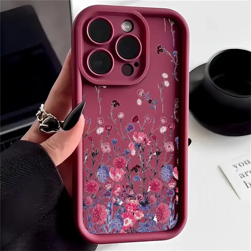 Phone Case For Samsung Galaxy A55 A54 5G A35 A15 A25 A51 A71 A13 A04E A32 A14 S24 Ultra S21 S23 FE Flower Shockproof Soft Cover