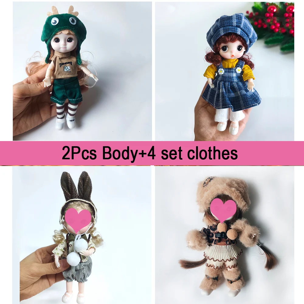 6inch Pointed Ball Joint Doll 4pcs Fashion Clothes Birthday Gift Diy Makeup Toy Valentine's Day Gift Desktop Dress Up Ornament