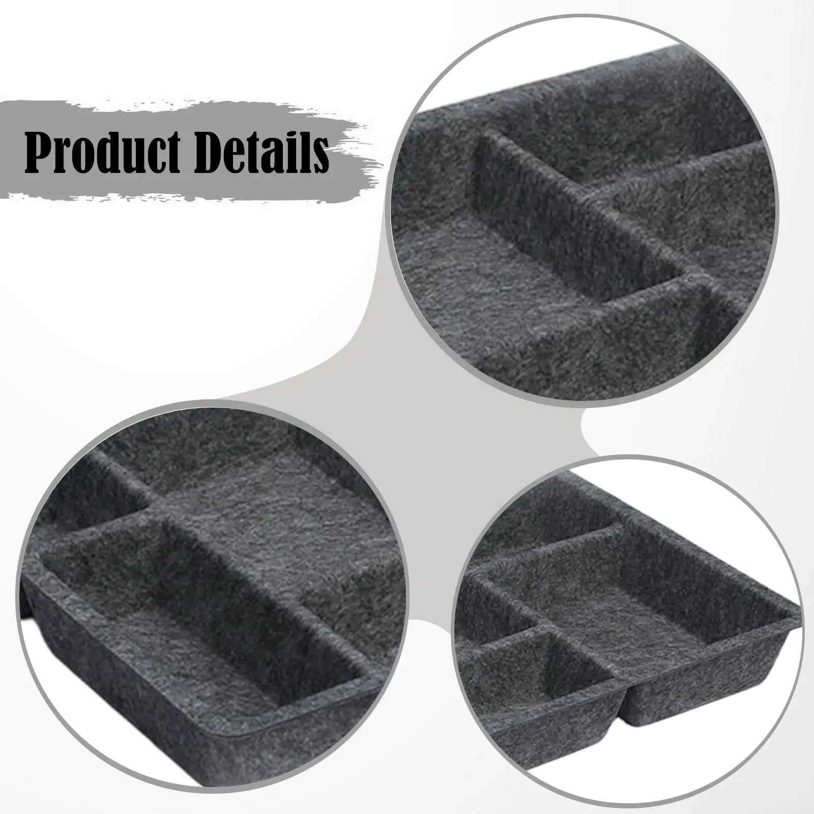 Felt Drawer Organizer Tray Separator Container 6 Compartments for Vanity Shelf Office