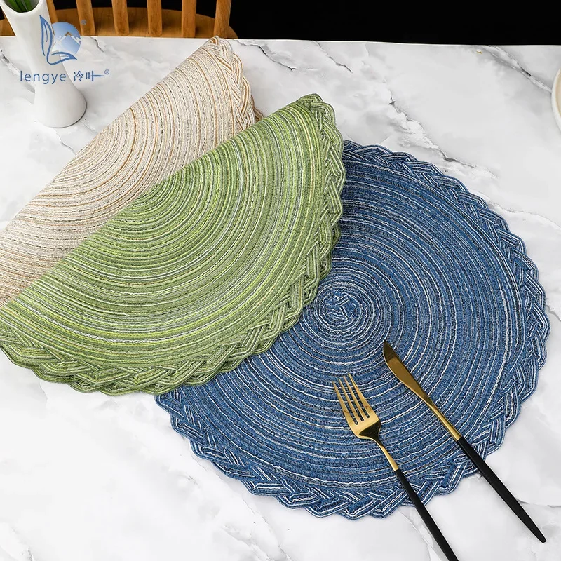 

2PCS Woven Placemats Heat Mats Round Tables Place Mats Cocktail Coasters Decor Table Products Party Wedding Home Decoration