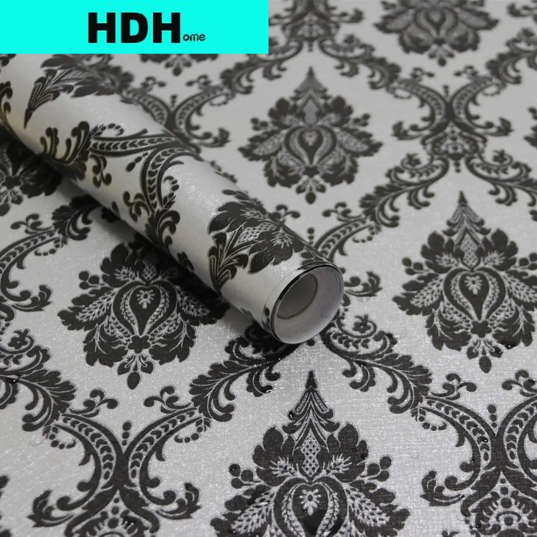 

Peel and Stick Wallpaper for Bedroom Black Contact Paper Black and Silver Self Adhesive Wallpaper Decor Vinyl Film WallCovering