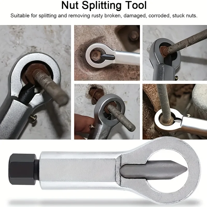 Nut Screw Splitter Set Remover Tools,Rusted Nut Breaker,Steel Nut Remover Extractor,Manual Pressure Nut Cracker Metal Splitter