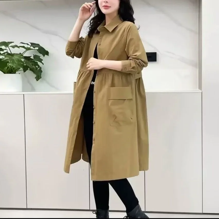 Elegant Women's Trench Jacket Medium-Length Loose-Fit Casual Versatile Fashionable Korean Style Spring Autumn New Arrival