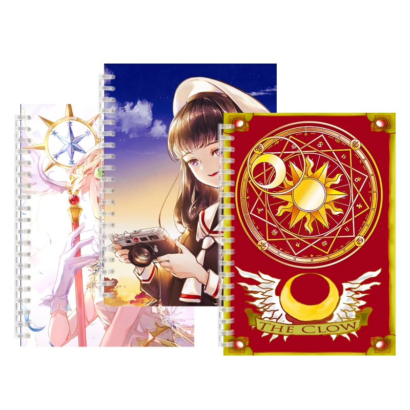 Movie Cardcaptor Sakura A5 Spiral Notebook Note Book Clow Princess KINOMOTO SAKURA COSPLAY CLEAR CARD LI SYAORAN Yue Sakuracard