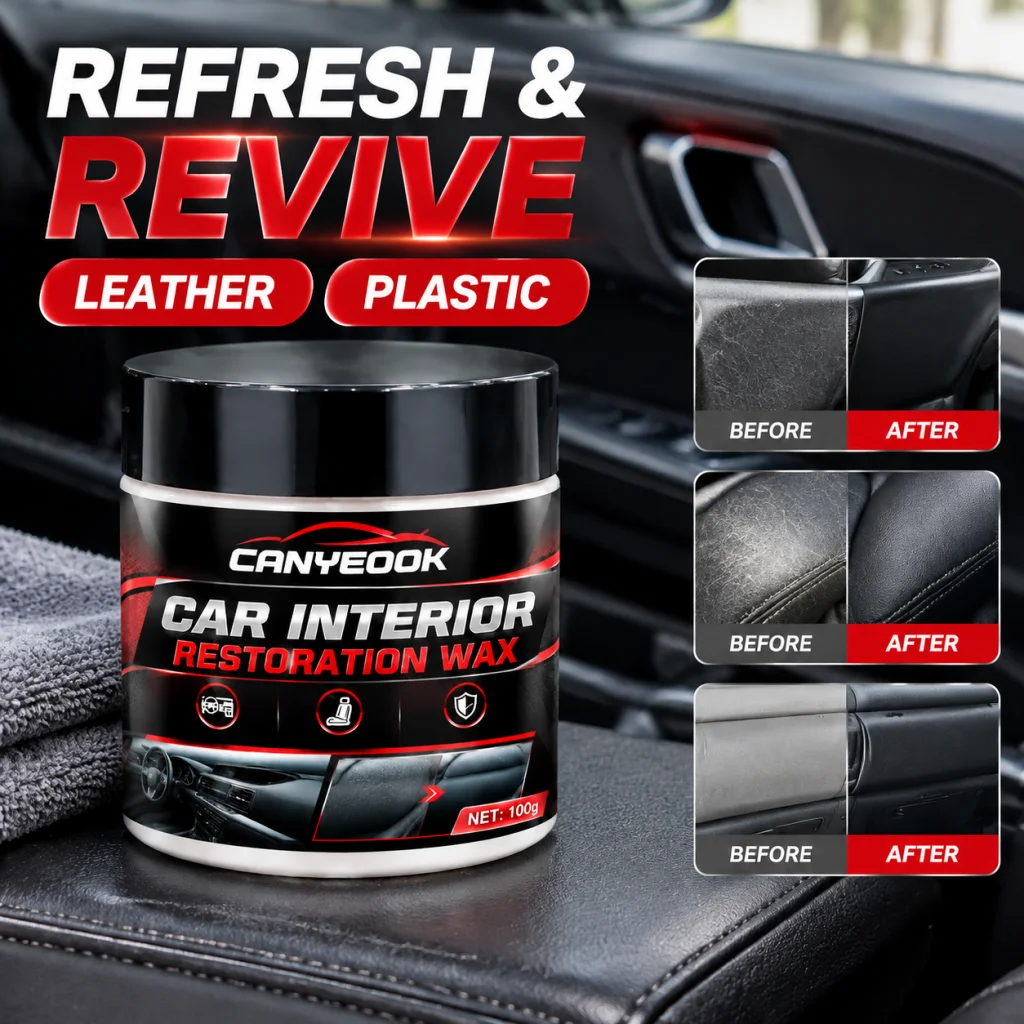 CANYEOOK Car Interior Repair Wax 100g, Restore Leather & Plastic Trim, Fix Scratches on Dashboard Seats, Anti-Aging