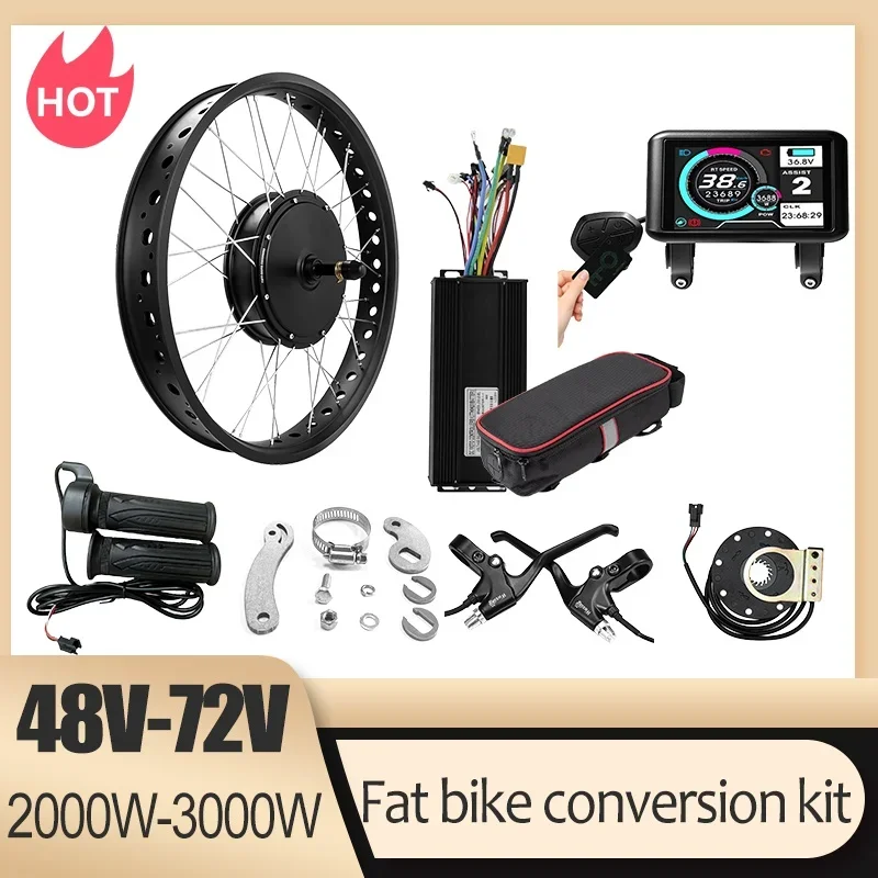72V 3000W Snow Bike Conversion Kit 20 26 Inch E-Bike Front Rear Wheel TFT UKC1 Display NFC Function 48V 2000W 4.0 Tire - view 2