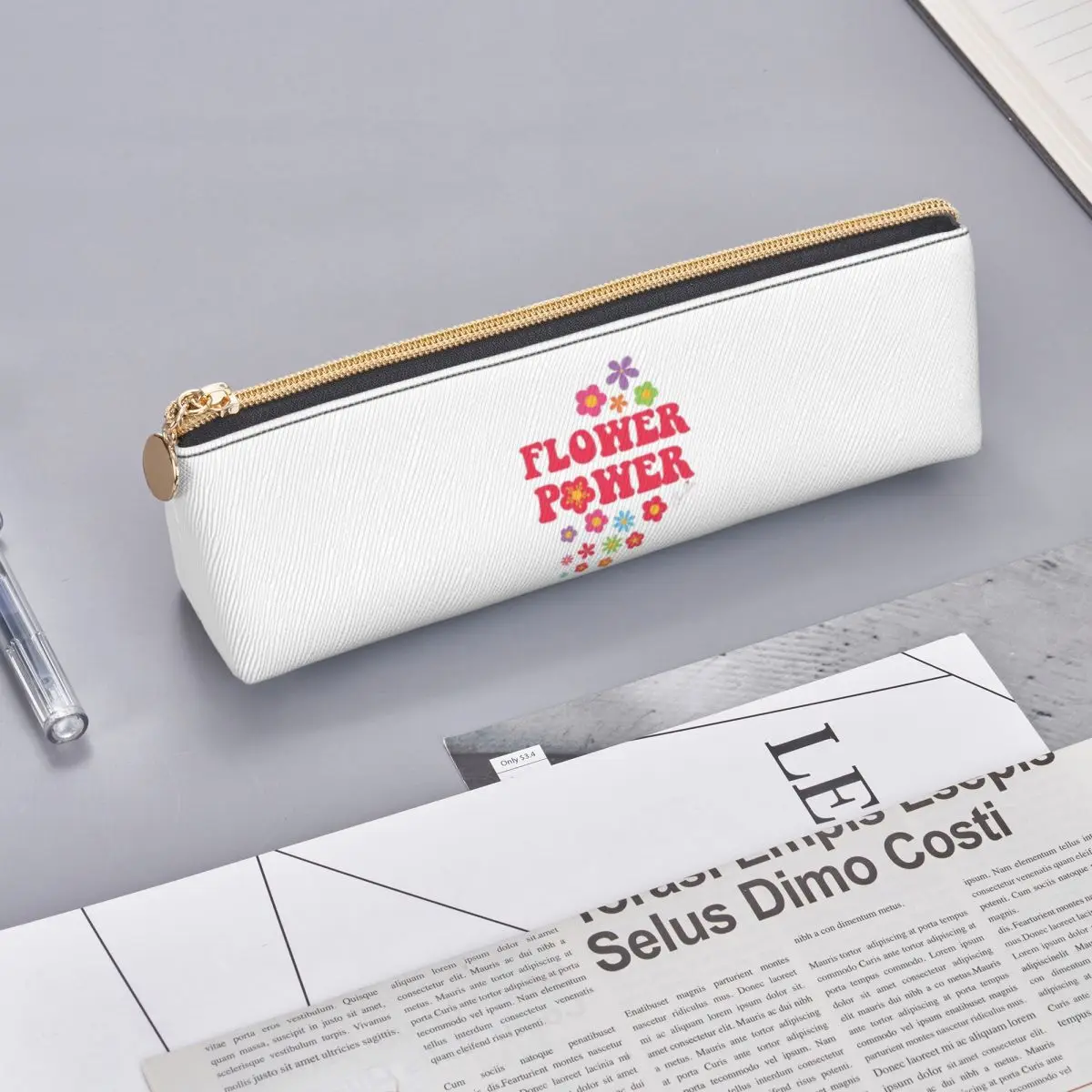 Colorful Flower Power Seamless Pattern Pencil Case for Boy Girl School Pen Box Pencil Bag Stationery Supplies Pen Holder Bag