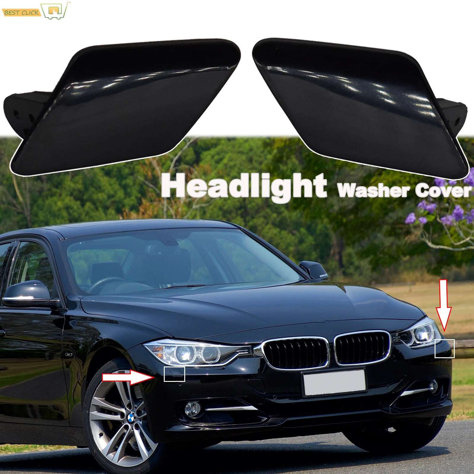 Front Bumper Left Right Headlight Washer Nozzle Trim Cover Cap Lid 51117293031 51117293032 For BMW  3 Series F30 F31 2011 - 2015