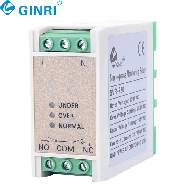 3PCS SVR-220 2520VAC Single Phase Over Under Voltage Relay Protection Monitoring Din Rail Controller