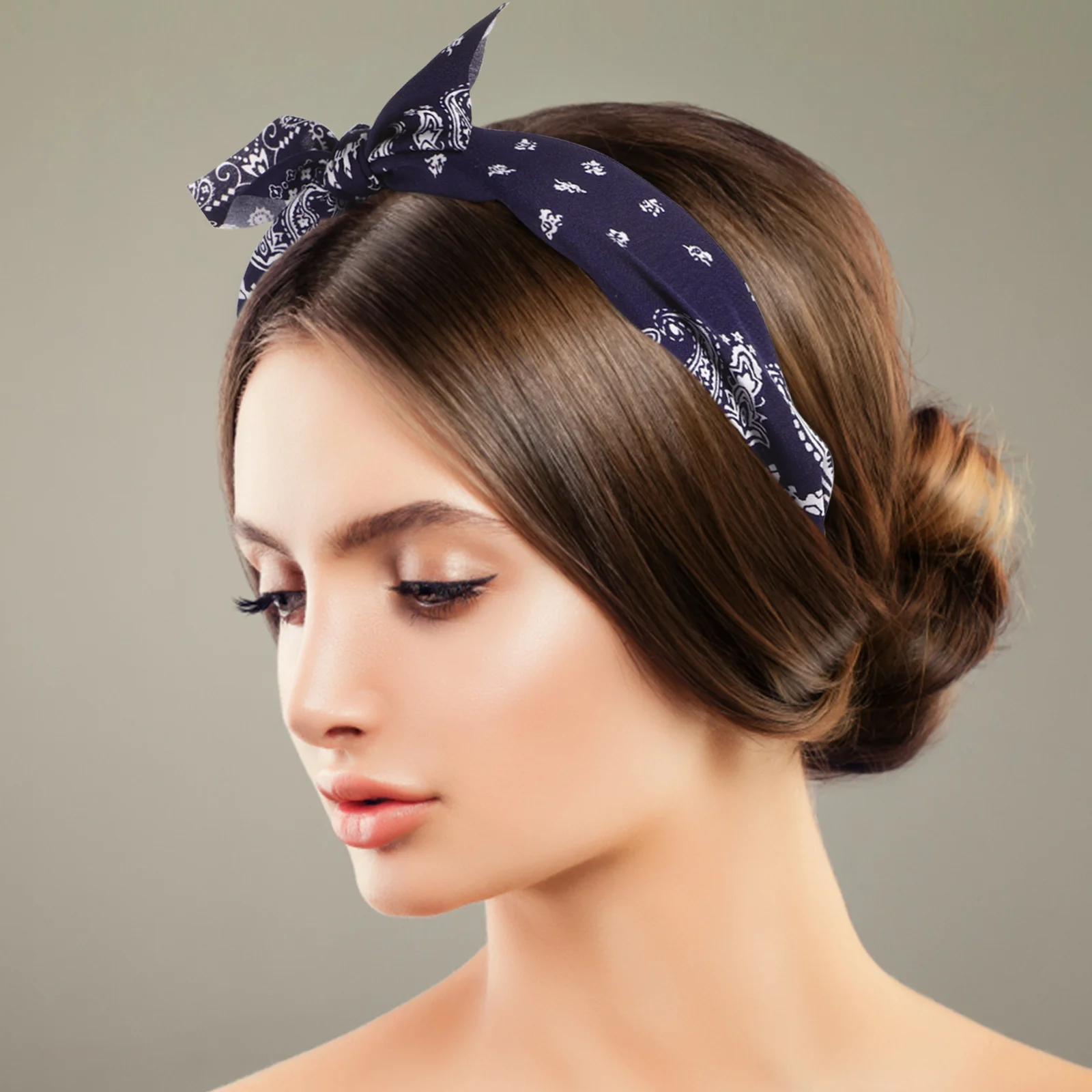 4 قطعة عصابات رأس زهرة خمر للنساء لينة مطاطا معقود إكسسوارات الشعر ريترو باندانا عقال رباط شعر أنيق للجميع #1