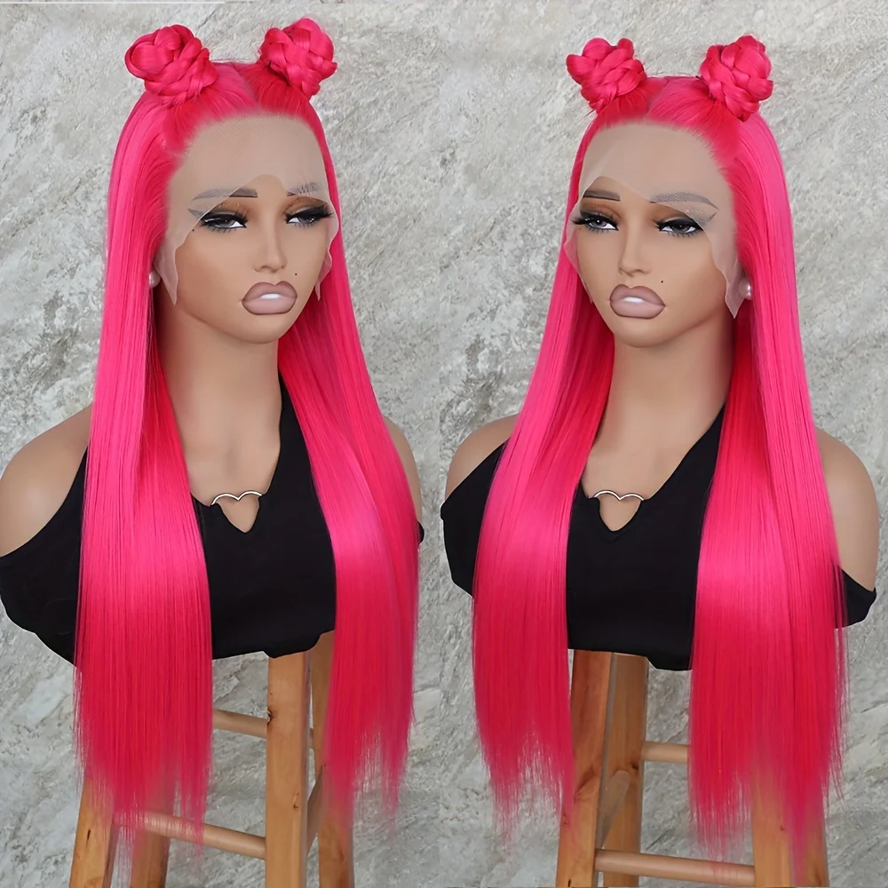 13x6 Lace Frontal Wig 100% Human Hair Transparent HD Straight Pink Wig For Women Choice 30 40 Inch Brazylijskie kolorowe tanie peruki