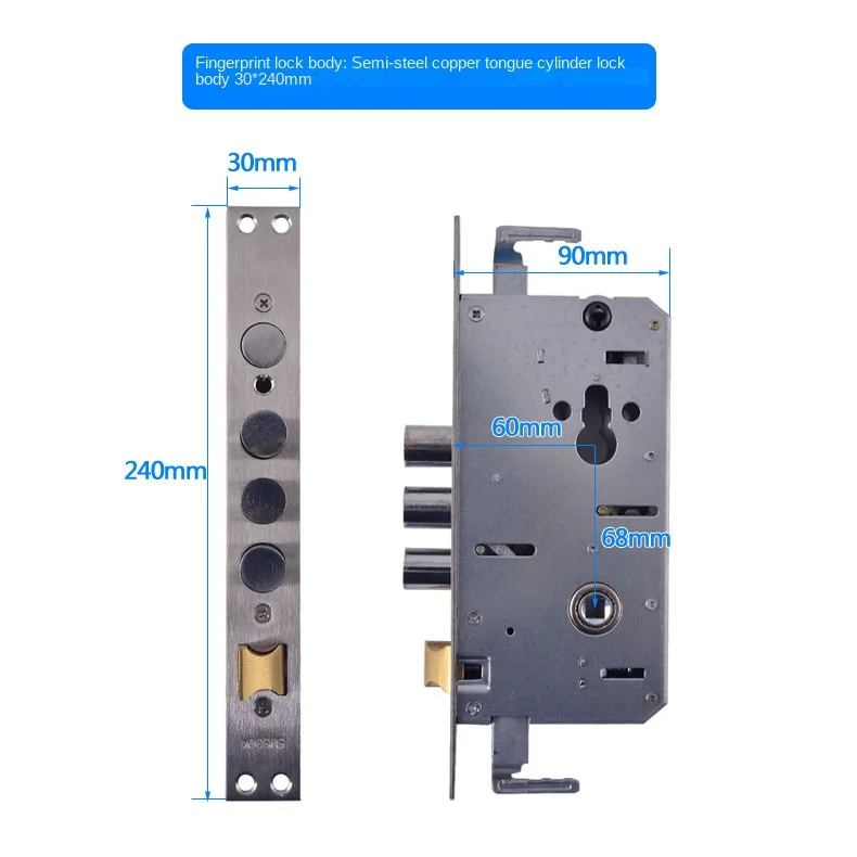 6068 Lock Body Fingerprint Double Fast Double Active Automatic Silent Body semiautomatico Lock Body Automatic Smart