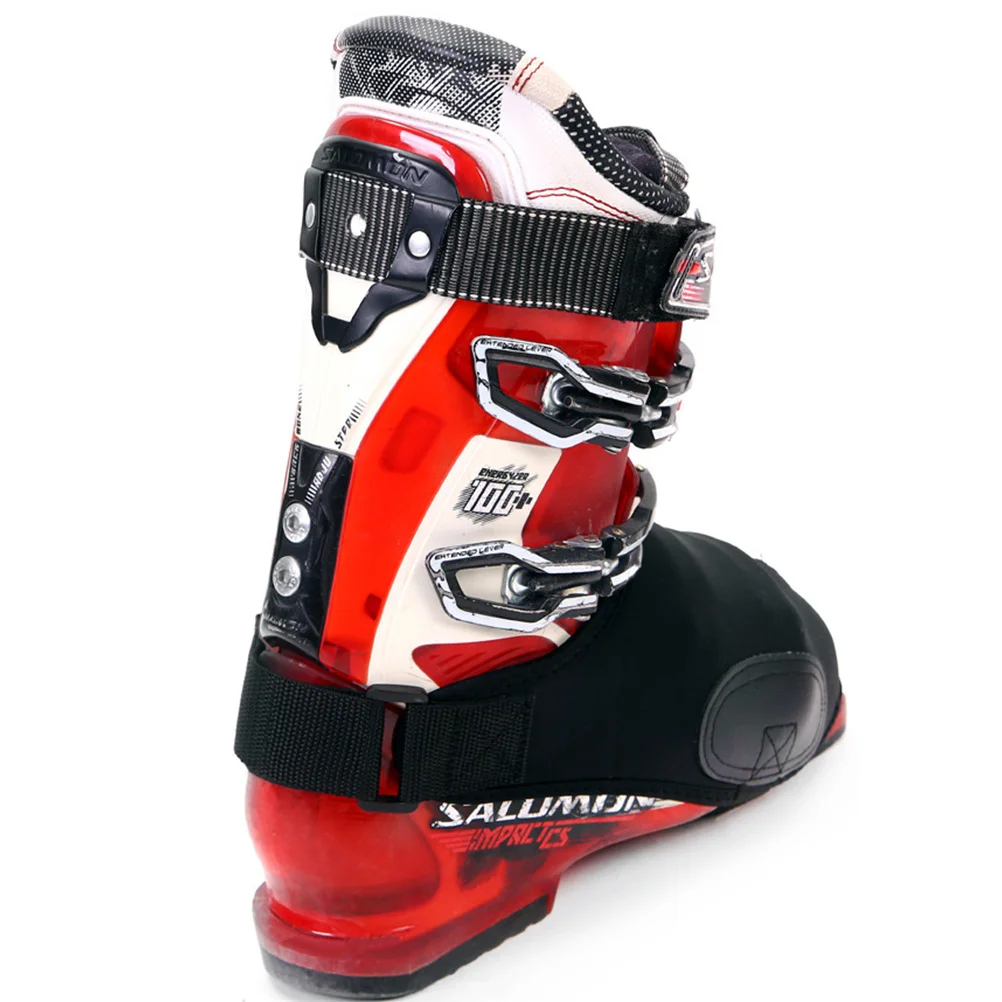 

1Pair Snow Shoe Covers Adjustable Hook Loop Elastic Windproof Scratch Resistant Ice Skating Protective Sleeve Black