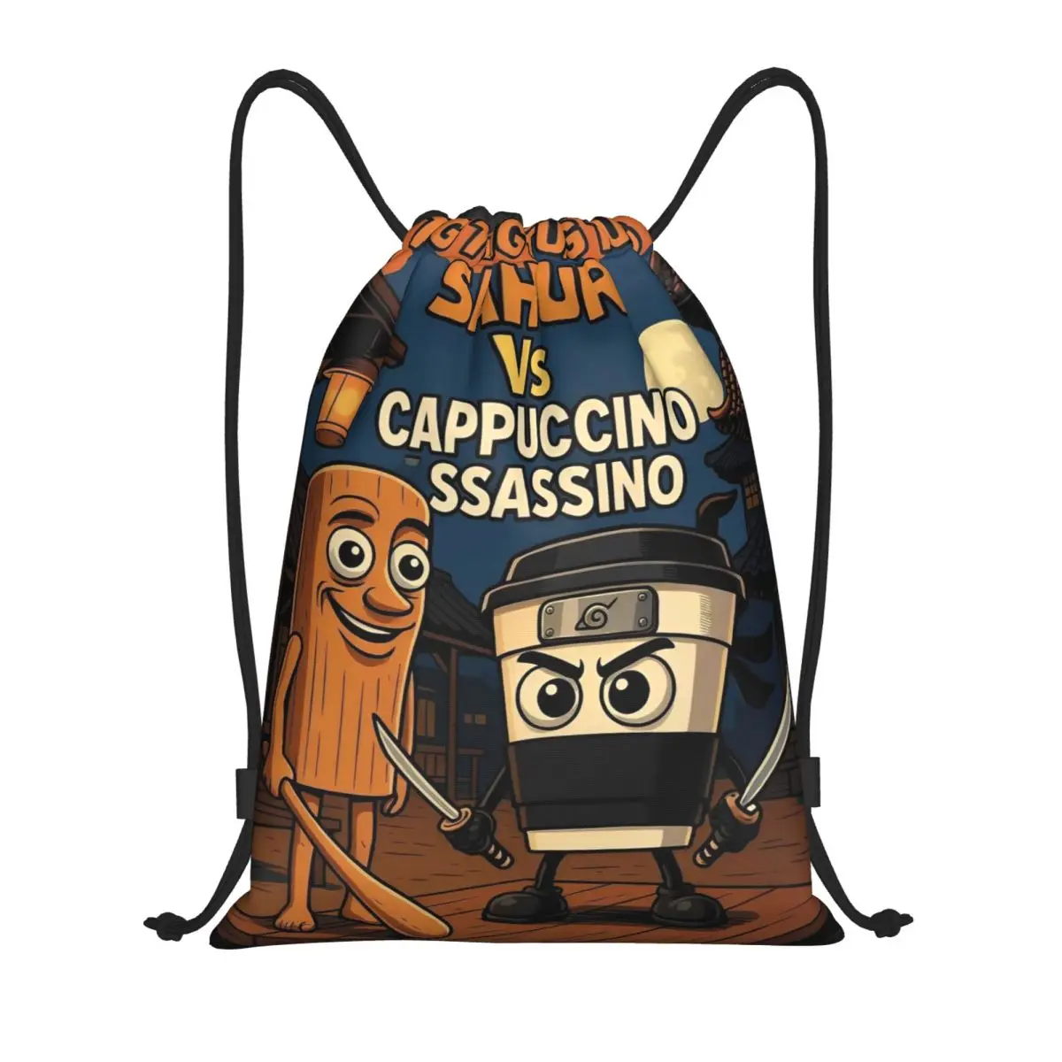 

Italian Brainrot Funny Meme Vintage Drawstring Bags Sports Backpack Gym Sackpack String Bag for Running