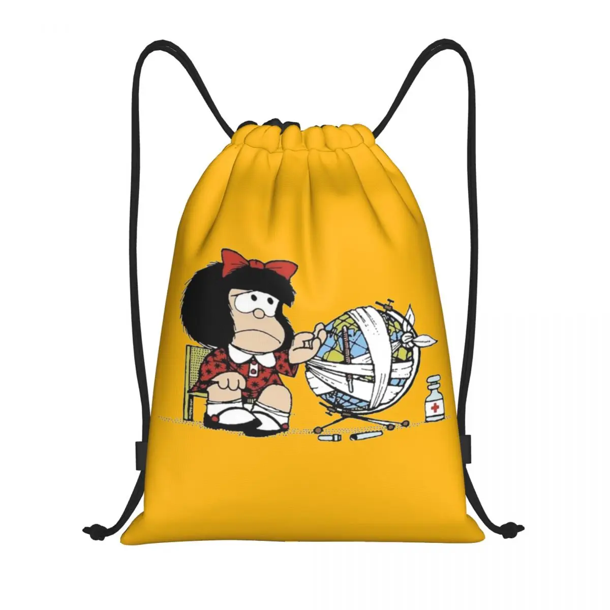 

Пользовательские манга Mafalda Quino мультфильм рюкзак на шнурке сумки для женщин и мужчин легкий спортивный рюкзак для спортзала мешки для покупок