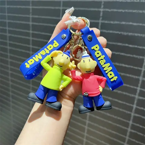 Funky Style Silicone Doll Cartoon Brother Keychain, Cute Dumb and Smart Key Ring