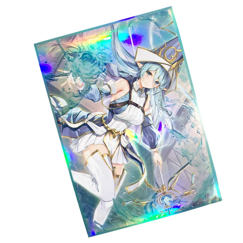 50개/팩 유희왕! 사원의 요술사 카드 슬리브 Yu-Gi-Oh! TCG OCG 트레이딩 카드 홀로그램 샤인 프로텍터 케이스 커버