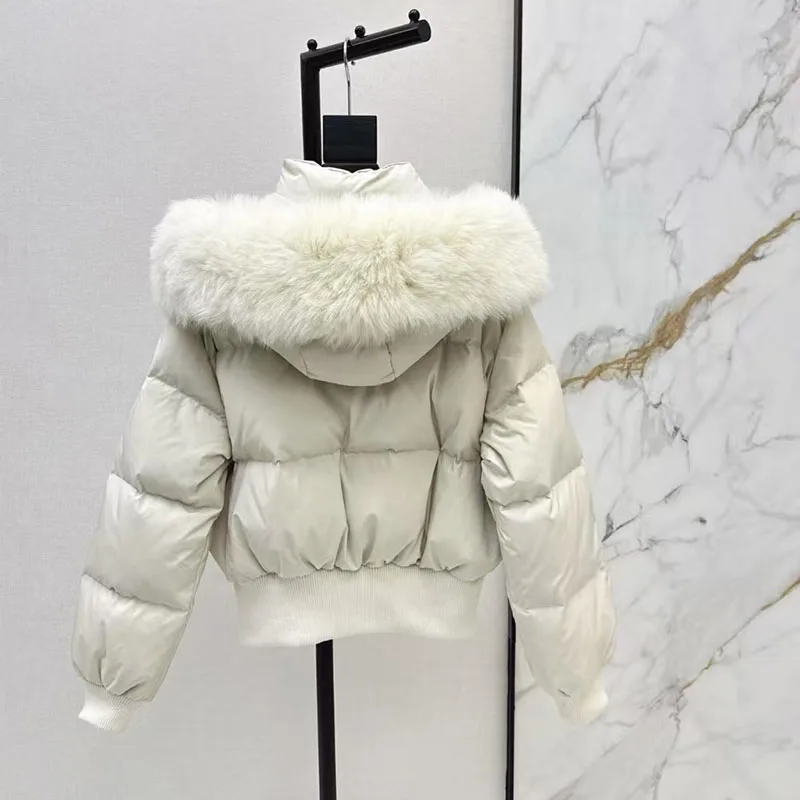 سترة نسائية كاجوال دافئة مقاومة للرياح، سترة عالية الجودة، 2025، شتاء، وصول جديد، طراز Y2K، سترة قصيرة بياقة من فرو الثعلب #3