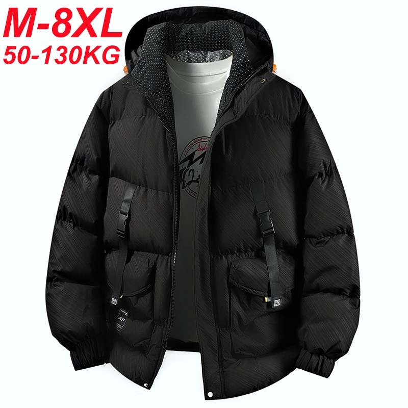 Big Size 8xl Winter Puffer Jacket Men Cotton Padded Thermal Oversizd Parka Coats Hooded Graphene Liner Warm 7xl 6xl Outerwear