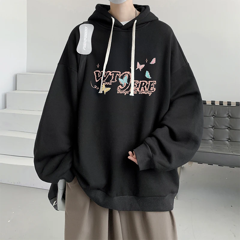 

Мужская толстовка большого размера 7XL, черные толстовки с шляпой большого размера для мужчин, мужская повседневная одежда с буквенным принтом, мужская толстовка с капюшоном