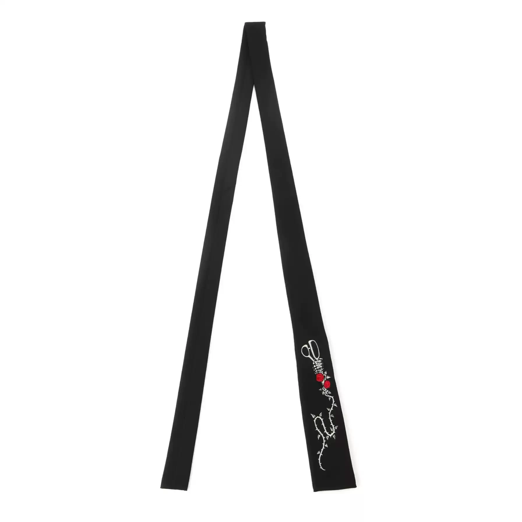 YOJI OOAK オリジナルデザイン ダークジャパニーズニッチ レッドローズシザー 手刺繍ウールネクタイ