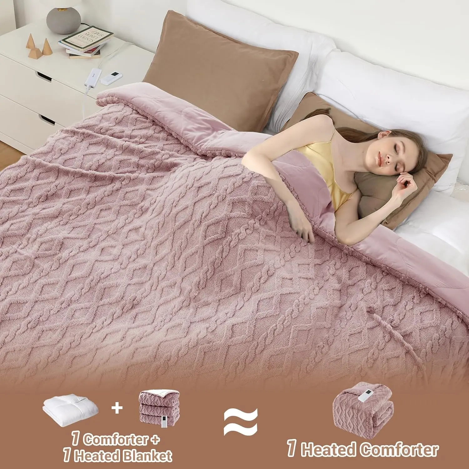 Queen Electric Heated Comforter Blanket – 2-Layer Thick, 6 Heat Settings, UL Certified, LCD Dual Controller