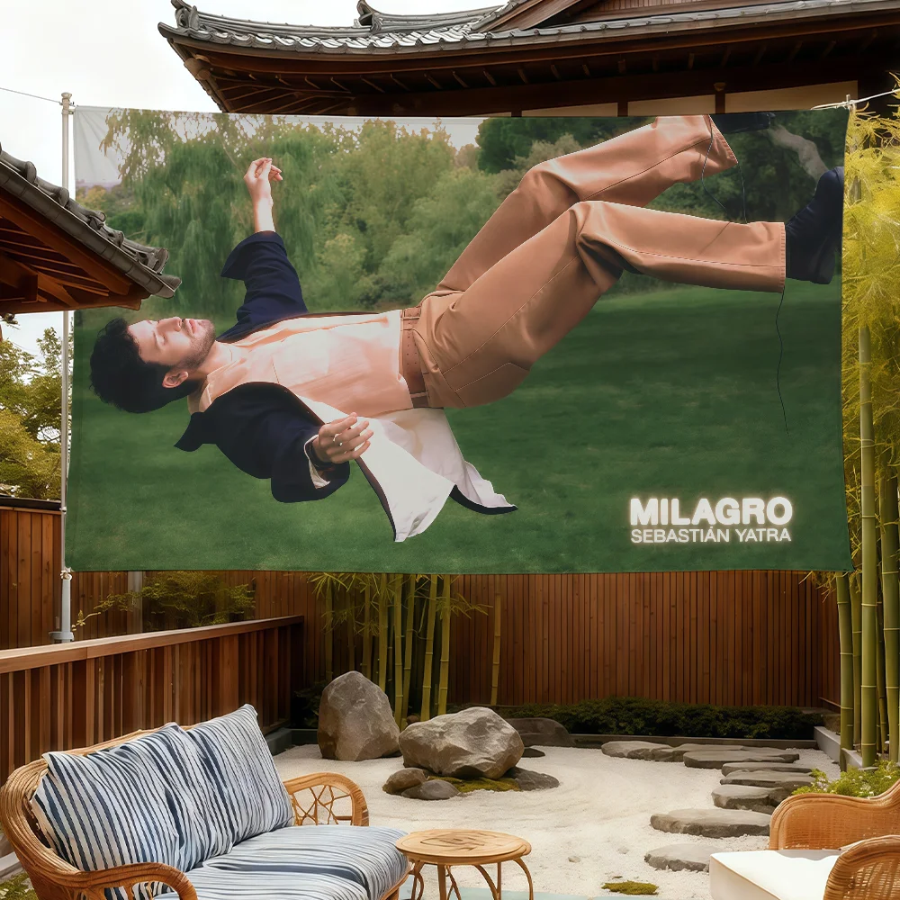 Bandera milagrosa de Singer S-Sebastian Yatra para habitación, dormitorio, camping, picnic, estilo artístico, decoración de pared para garaje, bar