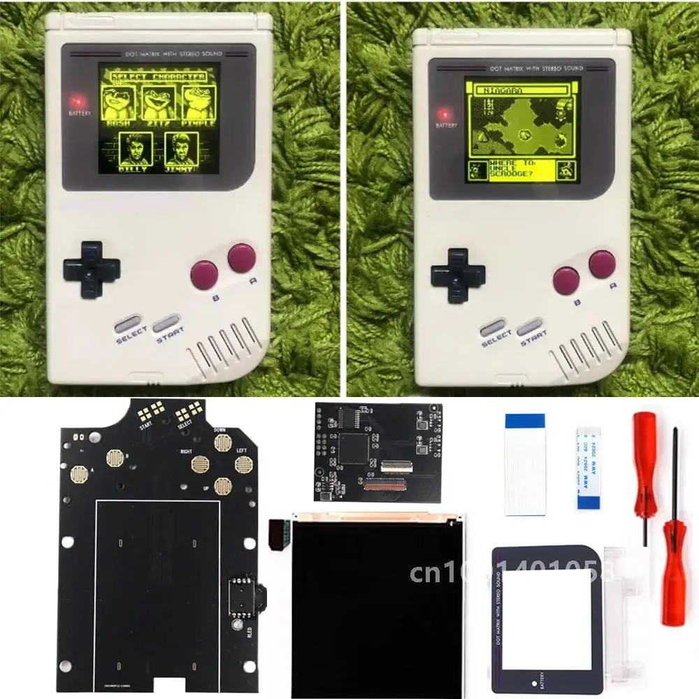

HISPEEDIDO Larger Display Backlight IPS LCD Mod Kit for Gameboy DMG RIPS Q5 OSD Replacements Screen with New Shell