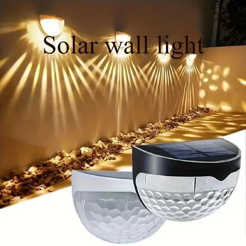 Luces LED solares para valla, luces de pared impermeables para exteriores, luces corrugadas para valla, terraza, camino de jardín decorativo