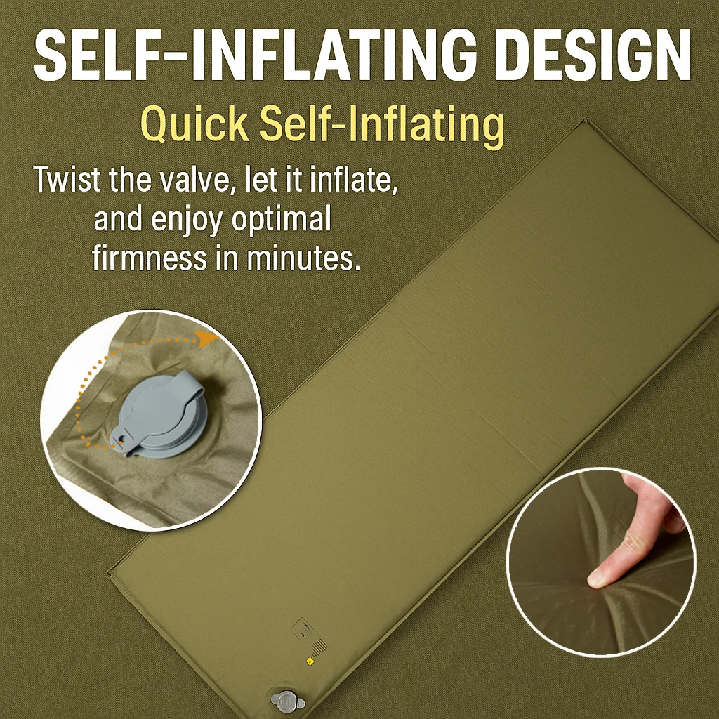 Alice Tactical Self-Inflating Sleeping Pad – Military Grade Camping Mat for Army Outdoor Hiking (Camouflage / Olive Drab)