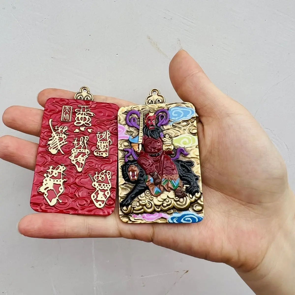 

Даосские принадлежности, бронзовая медаль, подвеска для богатства, Wu God of Wealth ZhaoGongming Idol, цвет ручной работы, пятисторонний бог богатства, брендовый шарм