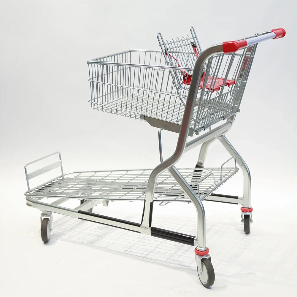 Highbright new design big capacity plastic supermarket cart convenience store shopping trolley