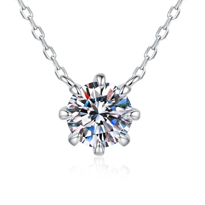

ZFSILVER Fashion Trendy Classic 925 Silver 1ct Moissanite Design Paw 8 Necklace Charm Women Accessories Party Jewelry Gift XL429