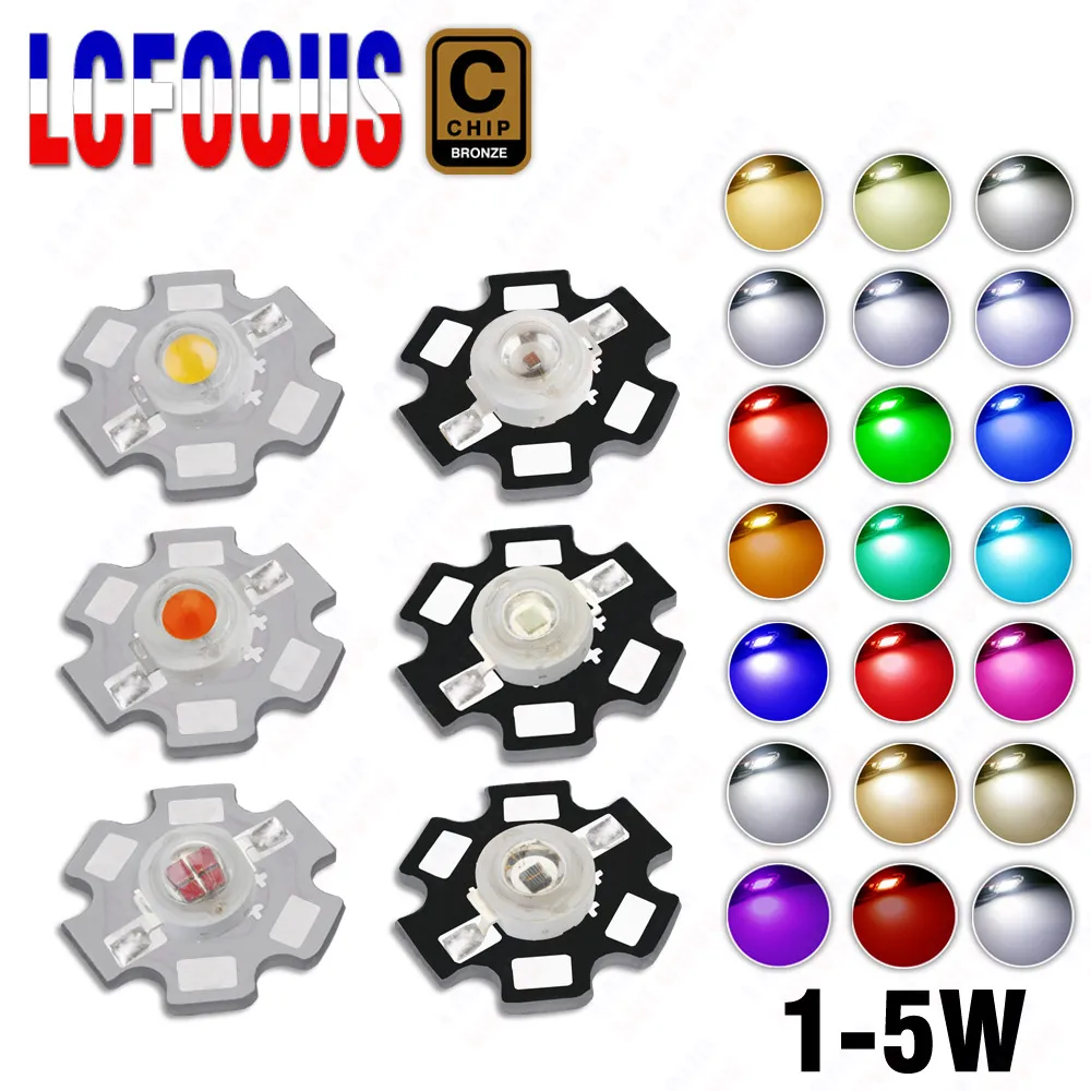 Wysokiej Mocy LED COB Chip 1W 3W 5W Ciepła Zimna Biel Czerwień Niebieski Zielony Żółty Pełne Spektrum 660nm 440nm Do Lamp Wzrostu Roślin i Akwariów