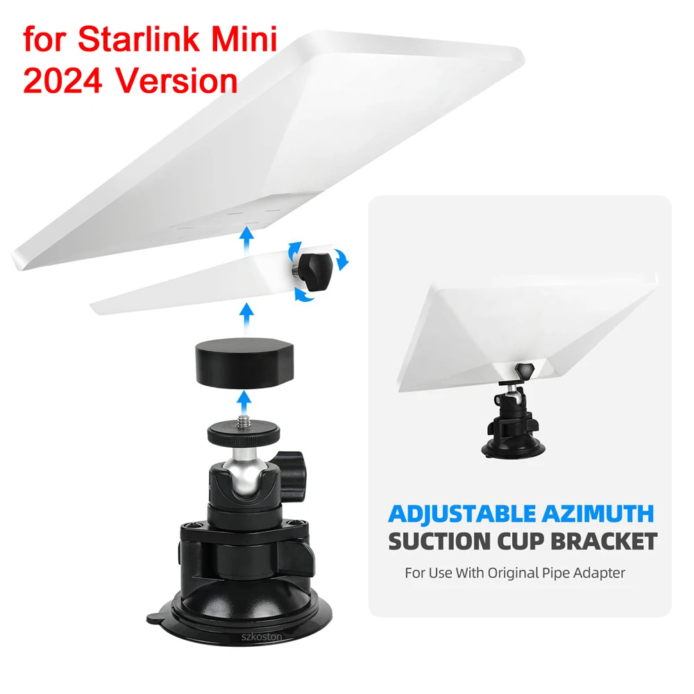 Adjustable Suction Cup Mount for Starlink Mini Simple Installation without Holes for Car Roof RV Yacht Smooth Surfaces Stand