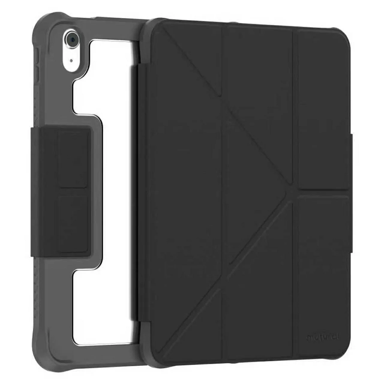 MUTURAL for iPad (2025) / iPad 10.9 (2022) Case with Pen Slot Stand Leather + PC + TPU Shockproof Tablet Cover - Black