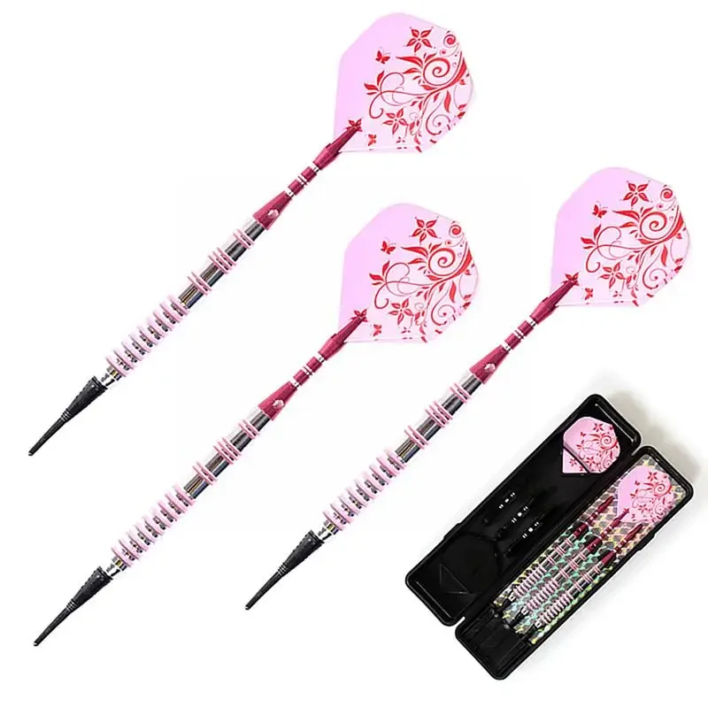 Set of 3 High Quality Soft Tip Darts 17g Indoor Safety Sport Professional Iron Body Pink Flight