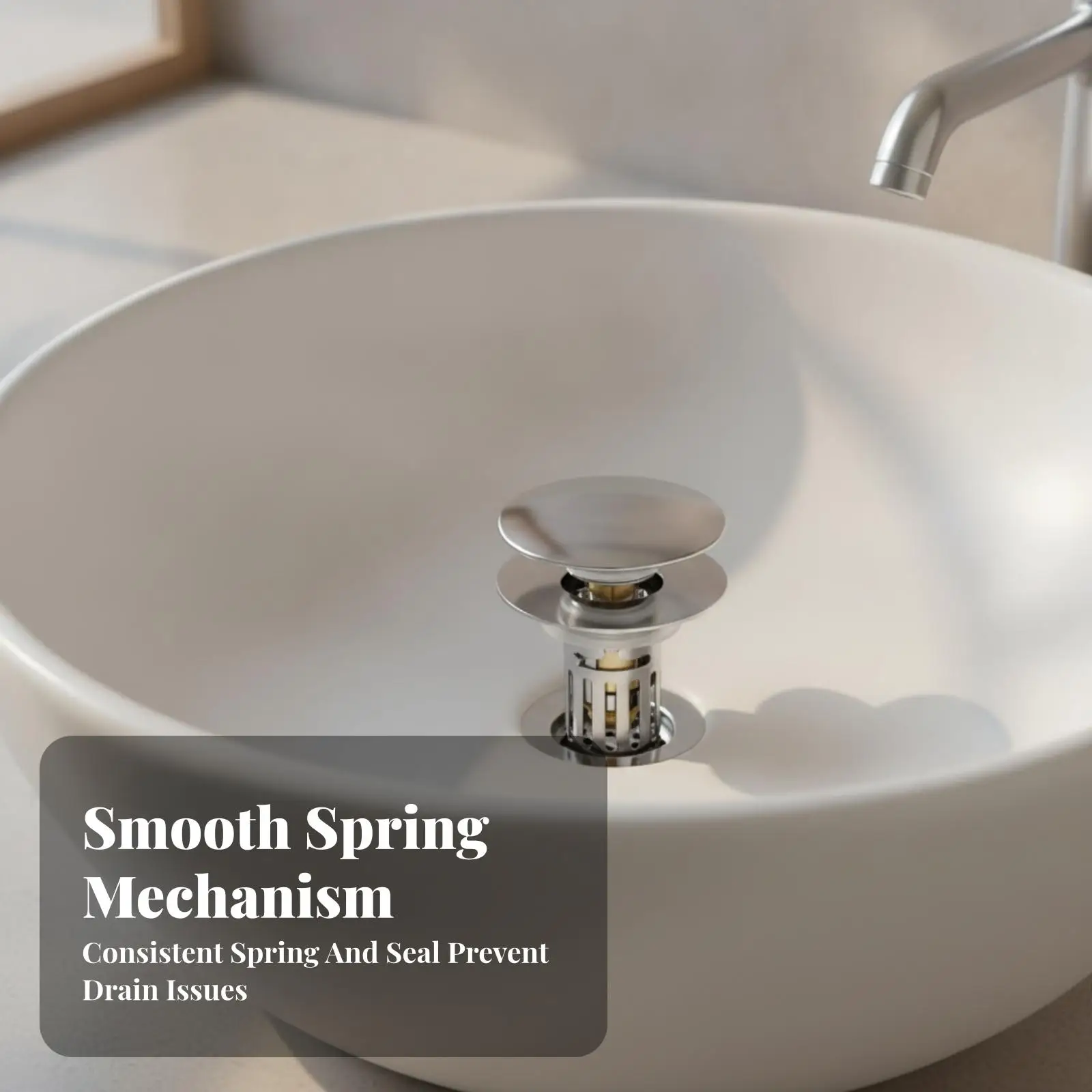 Press Type Sink Drain Stopper Stainless Steel Brass Core Pop Up Drain Plug with Cylindrical Strainer for Kitchen Sink