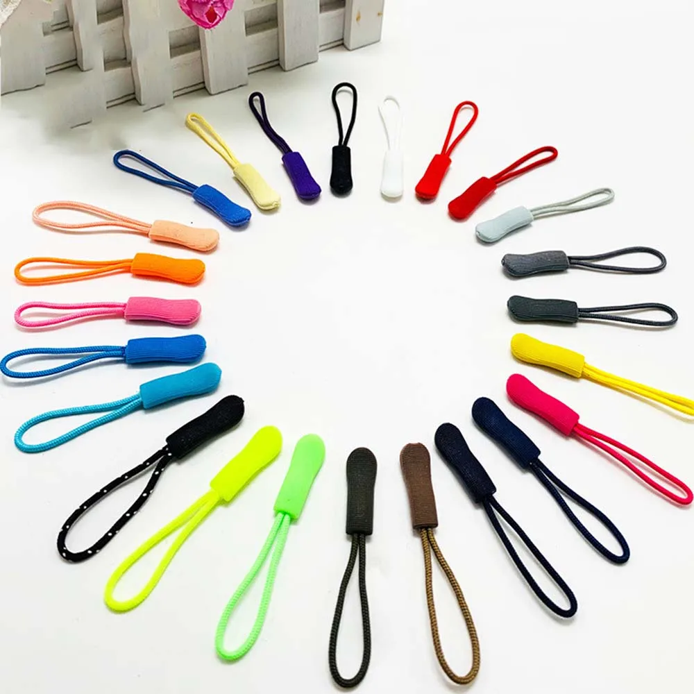 100 stücke ziehen Seil schwarz weiß mehrfarbig Raupe Kleidung Tasche Reiß verschluss Kopf Seil ziehen Schwanz Seil PVC ziehen Kopf Seil