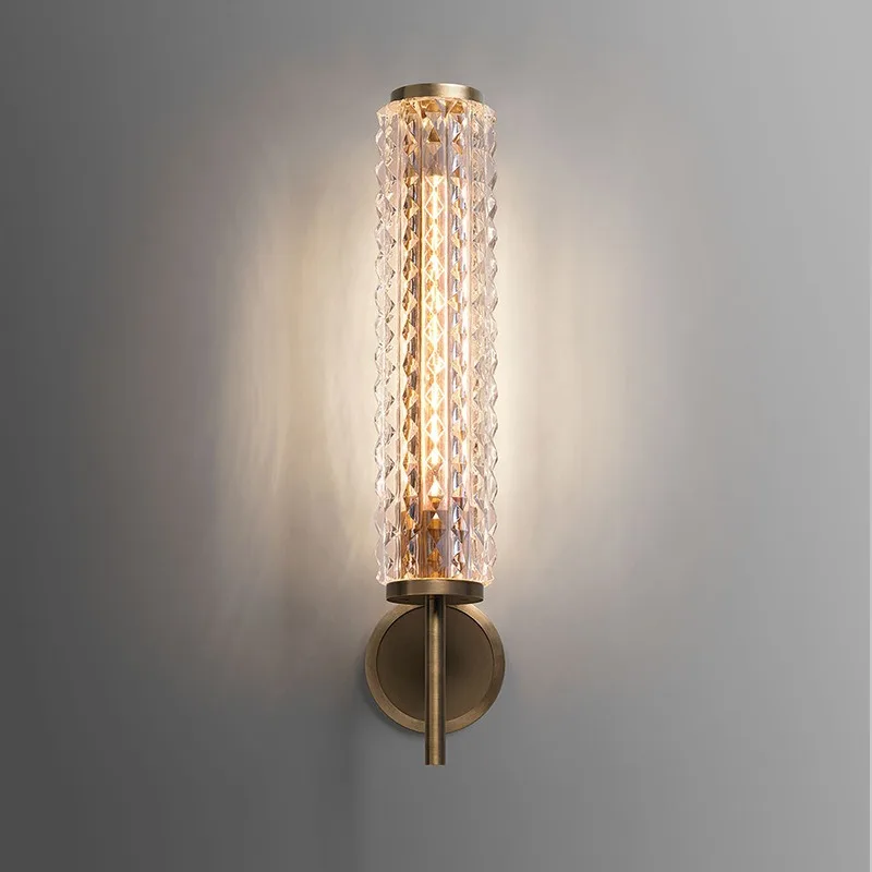 American Long Strip All Copper Glass Wall Lamps Simple Living Room Background TV Wall Lights Creative Aisle Bedroom Art Ornament