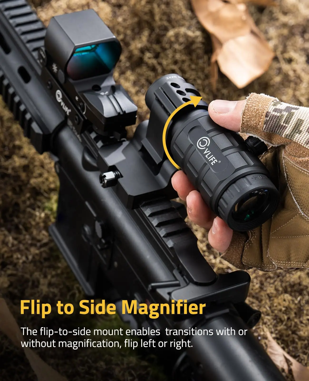 CVLIFE بصريات نطاق الرؤية المنقطة الحمراء و3X المكبر كومبو المطلق المشترك مع حامل قابل للطي إلى الجانب لسكك الحديدية Picatinny