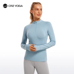 CRZ YOGA Womens Half Zip Pullover a maniche lunghe camicie Slim Fit Workout Yoga Athletic Tops con fori per il pollice