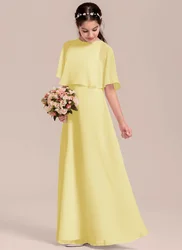 Flower Girl Dresses for Girl A-line Scoop Floor-Length Junior Bridesmaid Dress First Communion Dress 3-15T